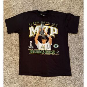 Super Bowl XLV MVP Aaron Rodgers Green Bay Packers Reebox T-Shirt Sz Large